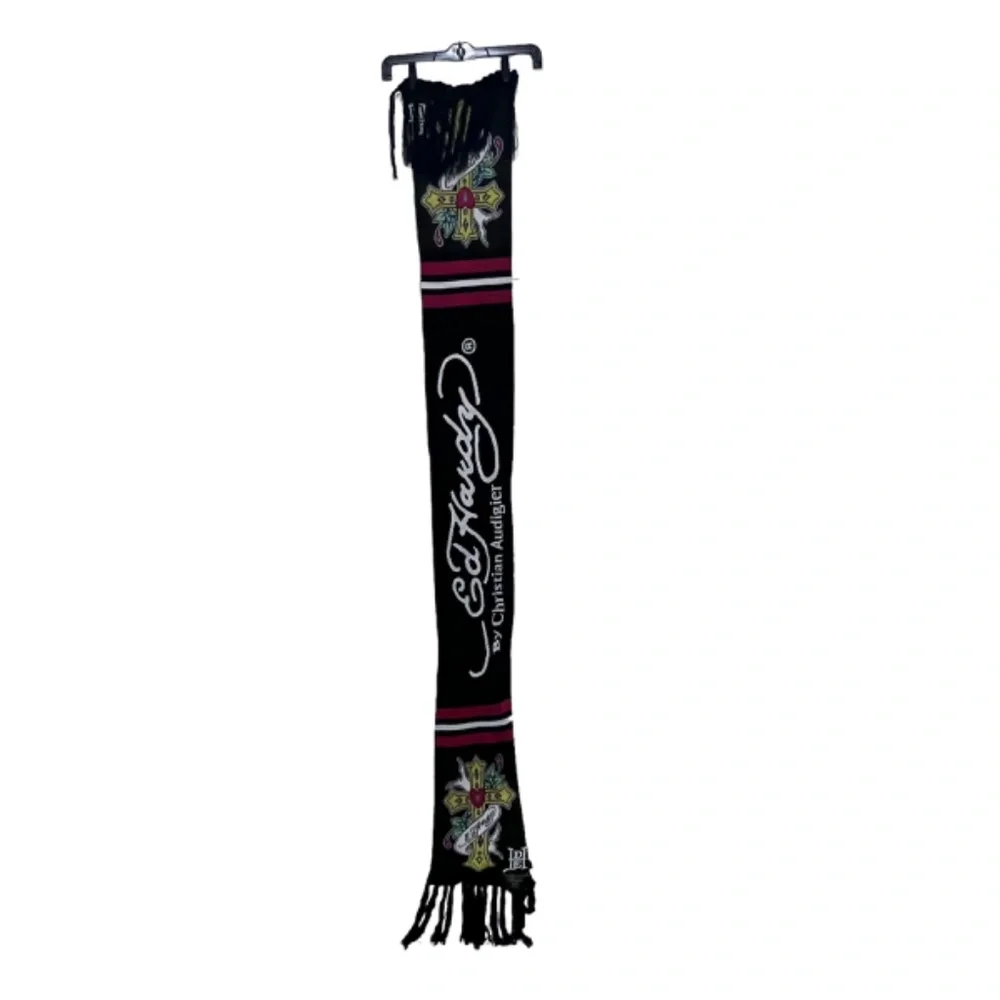 Ed Hardy Christian Audigier Cross Long Fringed Scraf